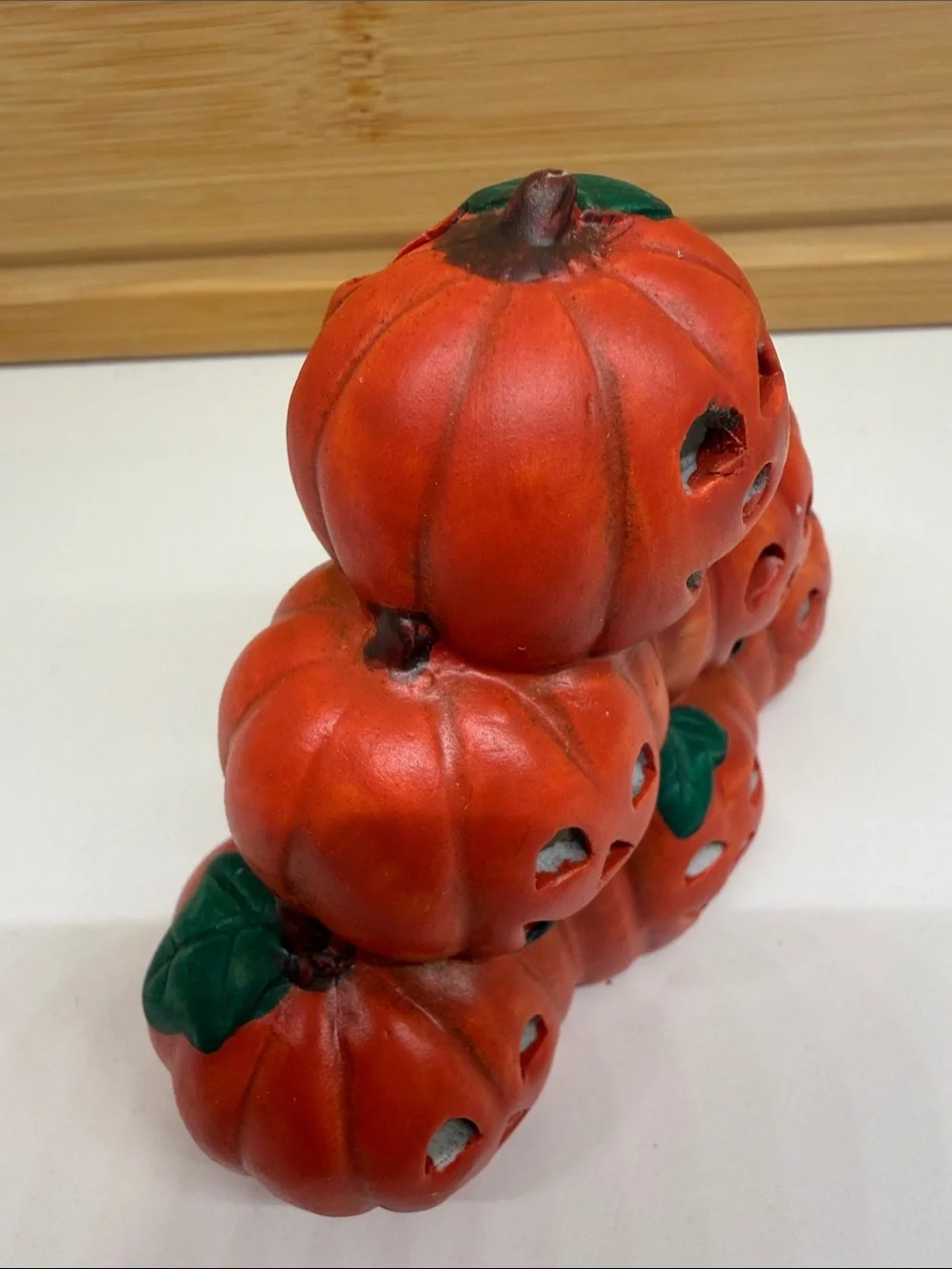 Vintage Stacked Pumpkin Tea Light Holder Halloween